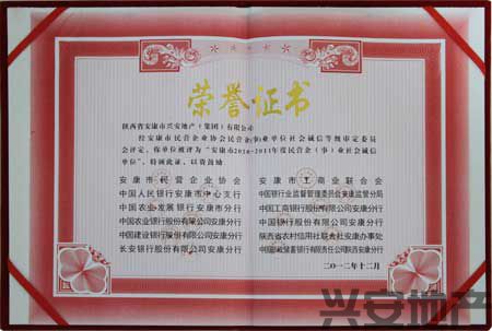 兴安集团荣获“安康市民营企（事）业社会诚信单位”称号
